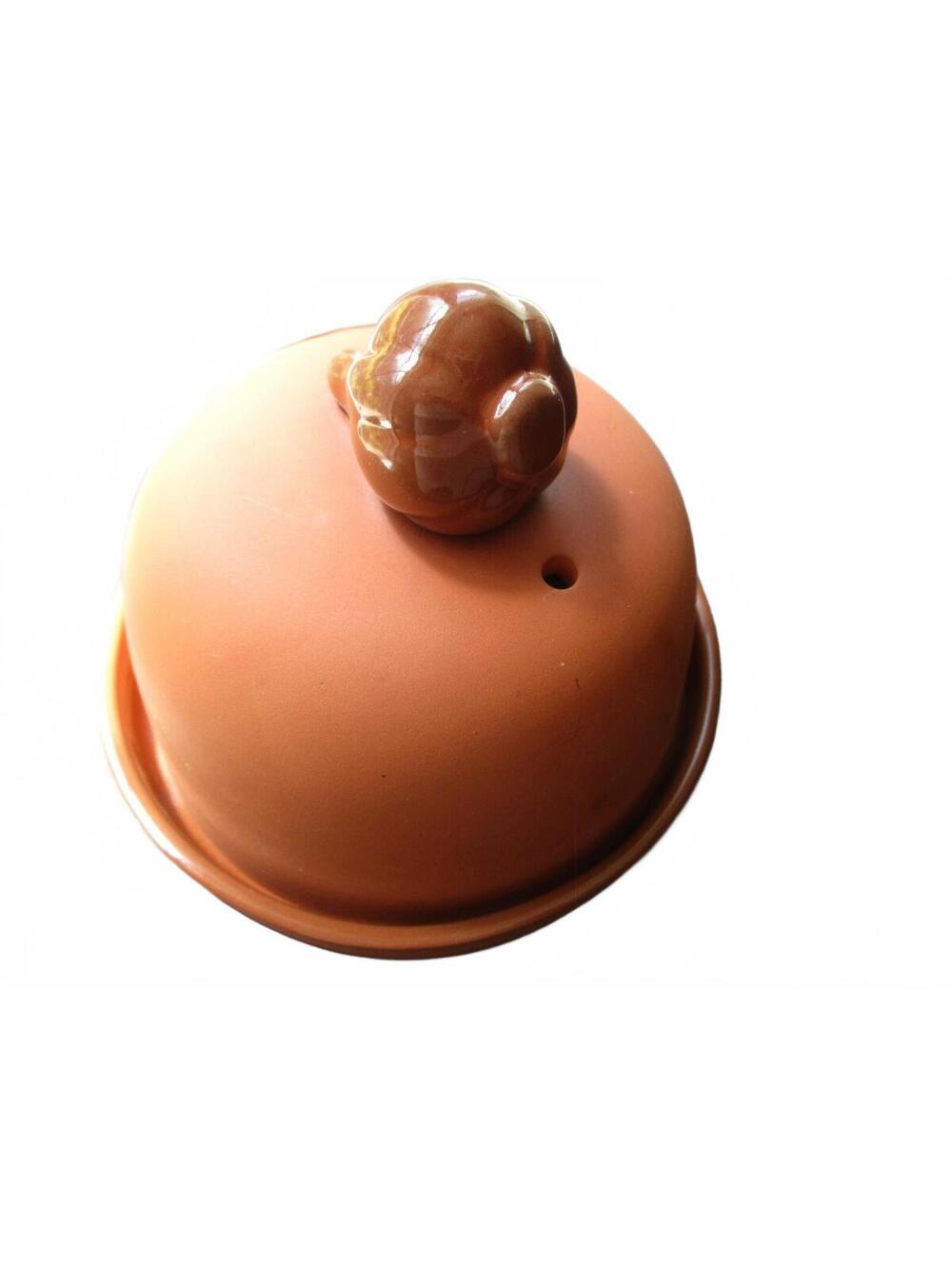 Vintage Terra Cotta Ceramic Garlic Baker Roaster Storage Keeper